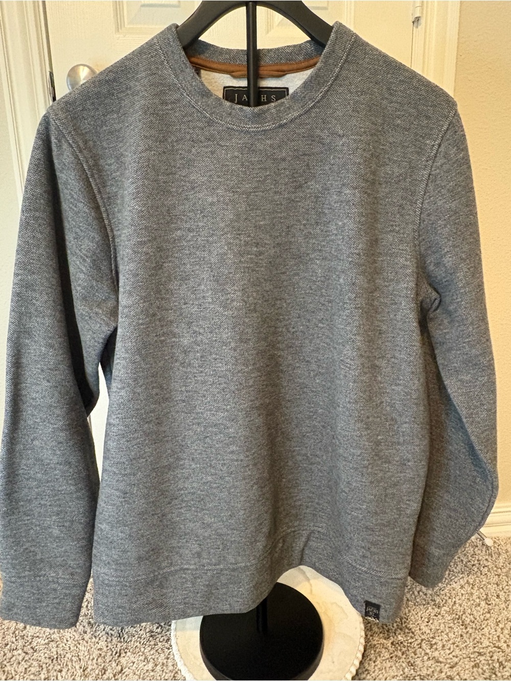 Jachs NY Mens Grey Wool Blend Long Sleeve Crewneck Pullover Sweater